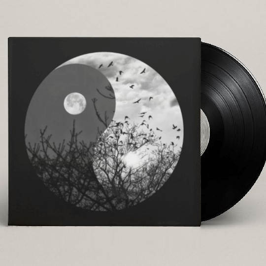 Yin and Yang of Moon and Sun in Black and White Custom Vinyl Record Sleeves