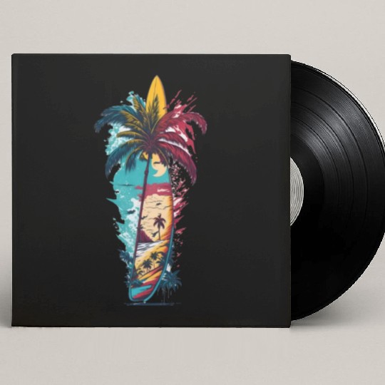Surfing board summer waves Custom Vinyl Record Sleeves