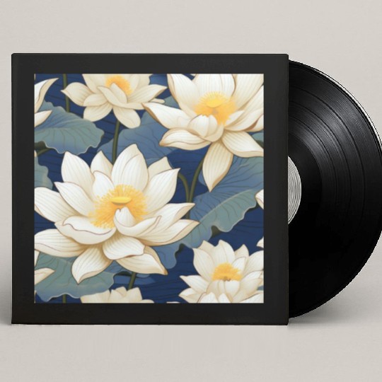 Serenity Blooms: Timeless Lotus Pattern Custom Vinyl Record Sleeves