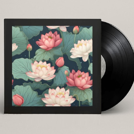 Serenity Blooms: Timeless Lotus Pattern Custom Vinyl Record Sleeves