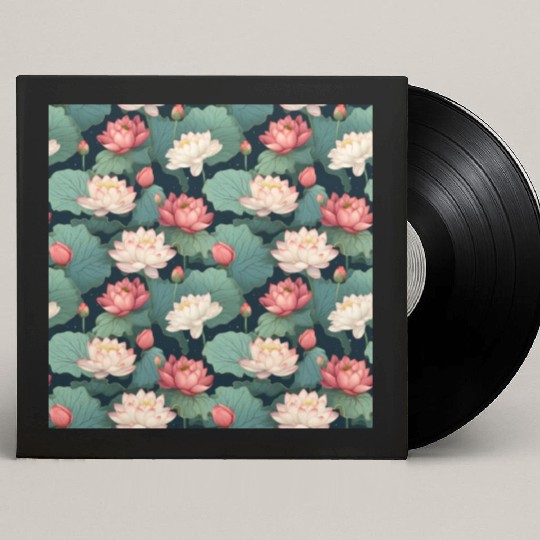 Serenity Blooms: Timeless Lotus Pattern Custom Vinyl Record Sleeves