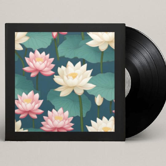Serenity Blooms: Timeless Lotus Pattern Custom Vinyl Record Sleeves