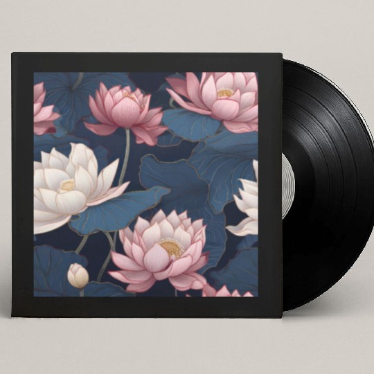 Serenity Blooms: Timeless Lotus Pattern Custom Vinyl Record Sleeves