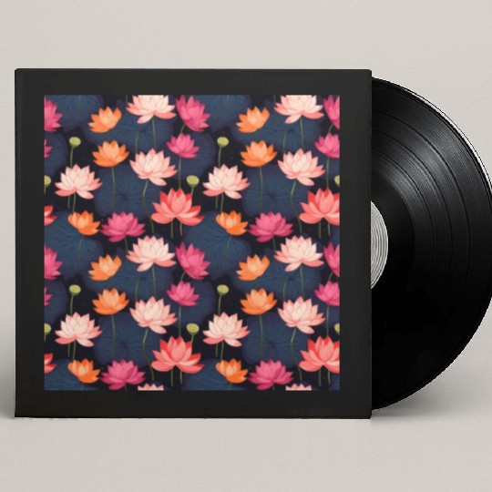 Serenity Blooms: Timeless Lotus Pattern Custom Vinyl Record Sleeves