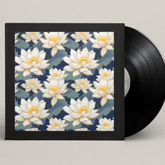Serenity Blooms: Timeless Lotus Pattern Custom Vinyl Record Sleeves
