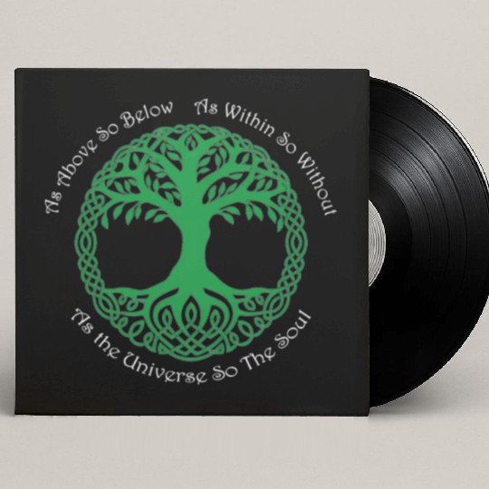 Pagan Celtic Wiccan As Above So Below Green Tree Custom Vinyl Record Sleeves