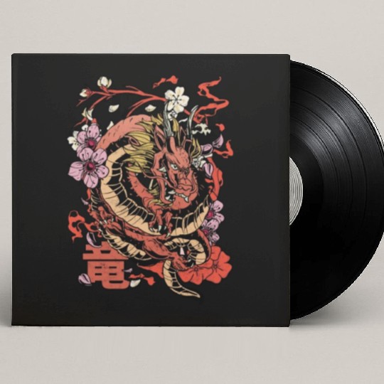 Japanese Tokyo Dragon Retro - Japanese Mythology Custom Vinyl Record Sleeves