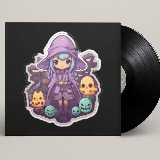 Cute Cartoonish Necromancer Summoning Friends Custom Vinyl Record Sleeves