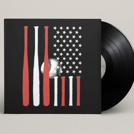 Baseball bat with America flag Custom Vinyl Record Sleeves
