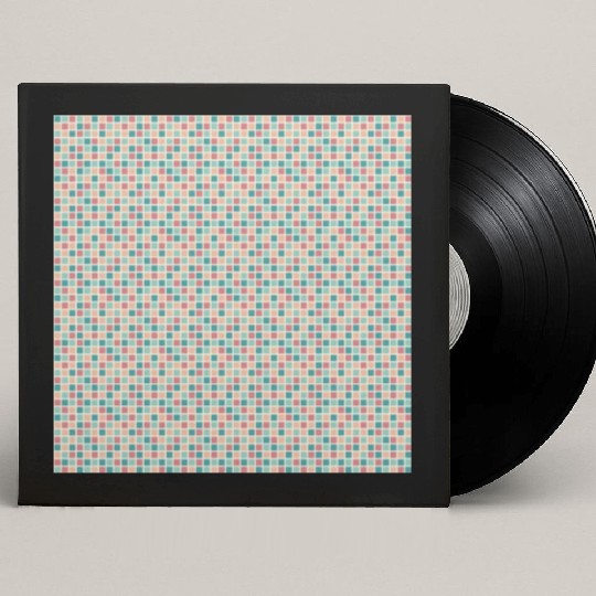 Retro Checkered Pattern Yellow Teal Coral Custom Vinyl Record Sleeves