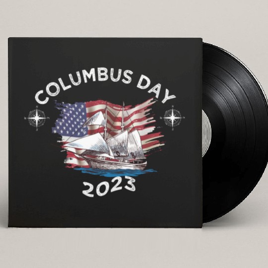 Exploring Columbus Day Compasses USA Flags Custom Vinyl Record Sleeves