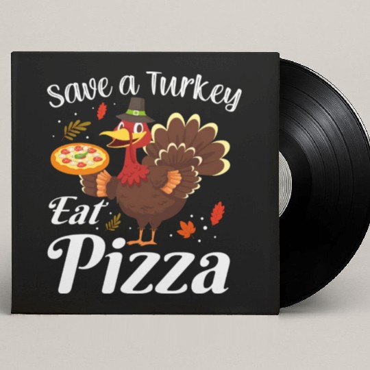 Thanksgiving Save A Turkey Eat Pizza Thankful Custom Vinyl Record Sleeves