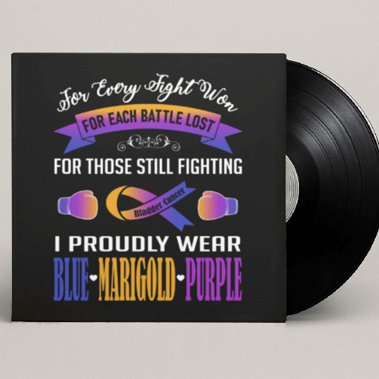 I Proudly Wear Blue Marigold Purple Bladder Cancer Custom Vinyl Record Sleeves
