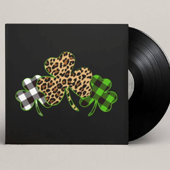 St Patricks Day Leopard Print Plaid Shamrock Custom Vinyl Record Sleeves