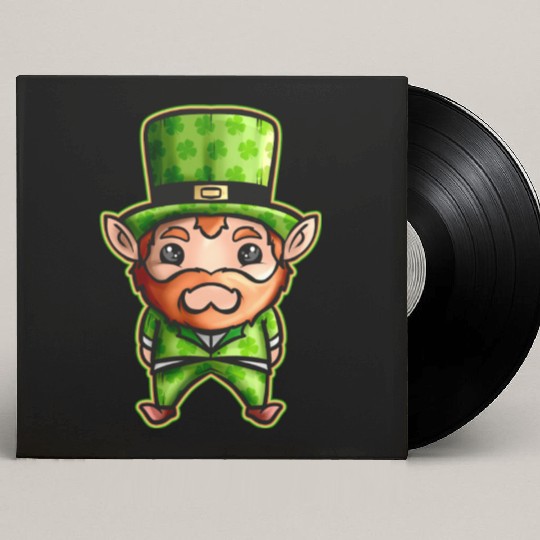 Cute Kawaii Irish Elf With Shamrock Hat For St Custom Vinyl Record Sleeves