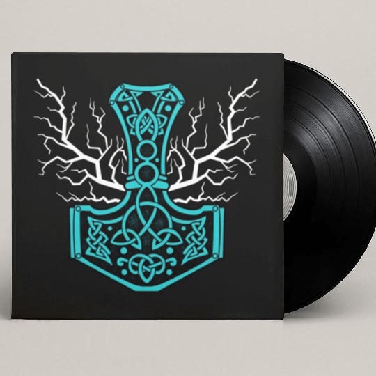 The Hammer Of Thor With Lightning Mjolnir Custom Vinyl Record Sleeves