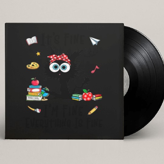 Black Cat It'S Fine I'M Fine Everything Is Fine Custom Vinyl Record Sleeves