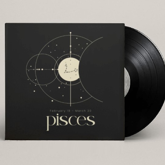 Minimalist Pisces Zodiac Astrology Moon Stars Custom Vinyl Record Sleeves