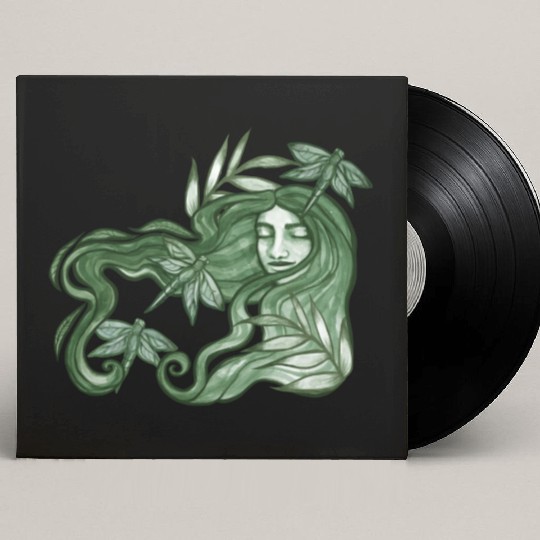 Dragonfly Goddess In Green Custom Vinyl Record Sleeves