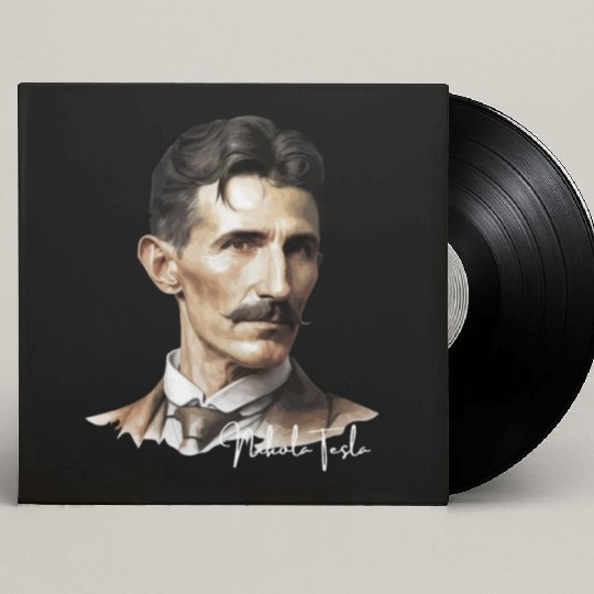 Artistic Illustration of Nikola Tesla Custom Vinyl Record Sleeves