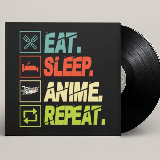 Eat Sleep Anime Repeat Ramen Kawaii Japanese Manga Custom Vinyl Record Sleeves