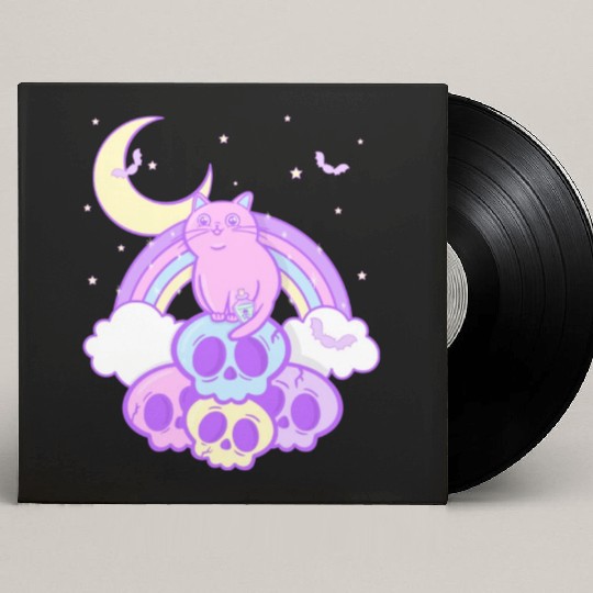 Pastel Goth Cat Skull Lover Cute Gothic Yami Custom Vinyl Record Sleeves