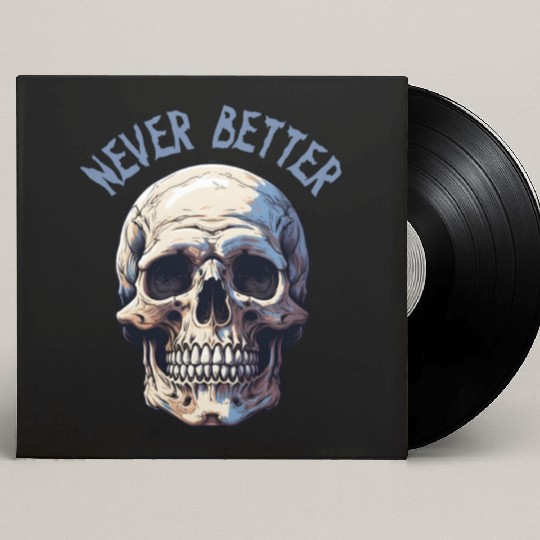 Never Better Skeleton Funny Halloween Skull Custom Vinyl Record Sleeves