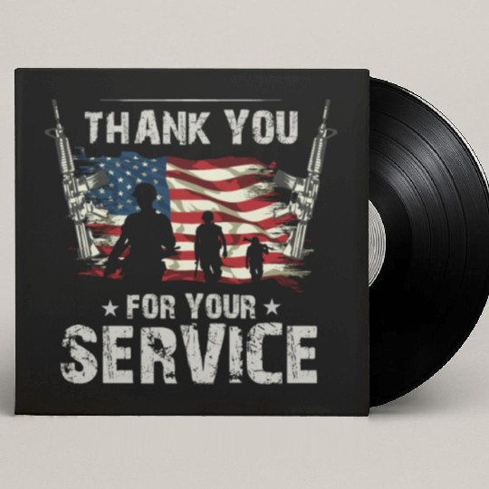 Thank You For Your Service US Flag Veterans Day Custom Vinyl Record Sleeves