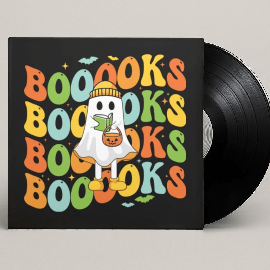 Booooks Cute Ghost Reading A Book Funny Book Lover Custom Vinyl Record Sleeves