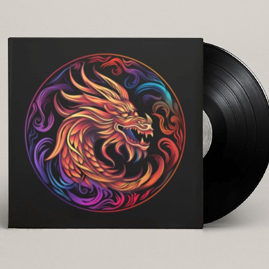 Logo dragon pattern circle pentel color Custom Vinyl Record Sleeves