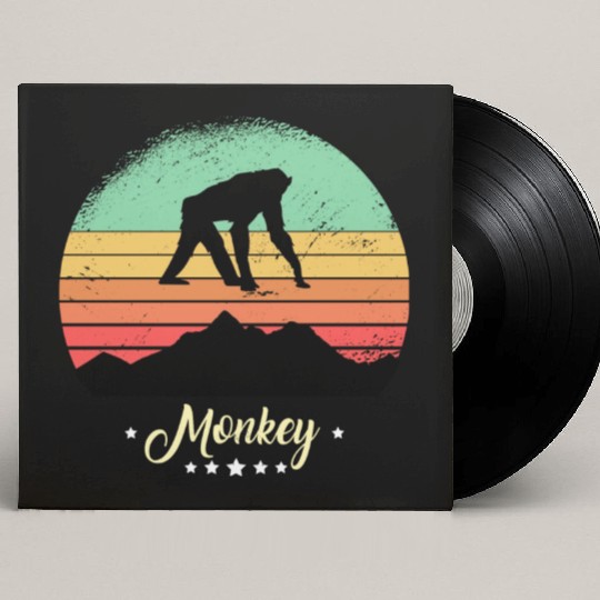 Monkey Vintage Animals Retro Sunset Ape Custom Vinyl Record Sleeves