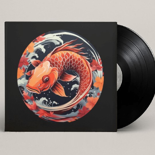 Autumnal Koi Fish at Sunset Custom Vinyl Record Sleeves