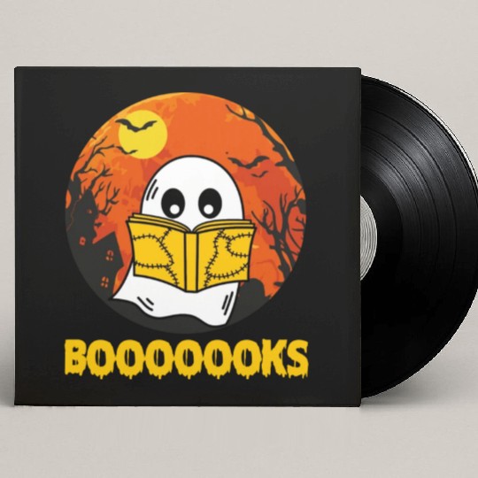 Boooks Ghost Halloween Bookworm Librarian Teacher Custom Vinyl Record Sleeves