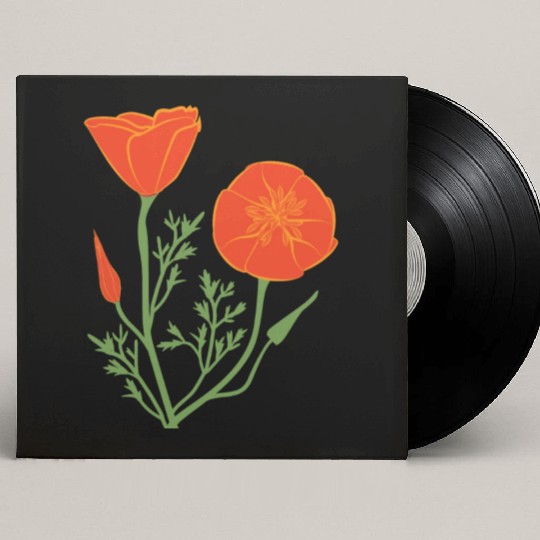 California Poppies on Clear Background Custom Vinyl Record Sleeves