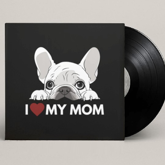 I Love My Mom - White French Bulldog - white Custom Vinyl Record Sleeves