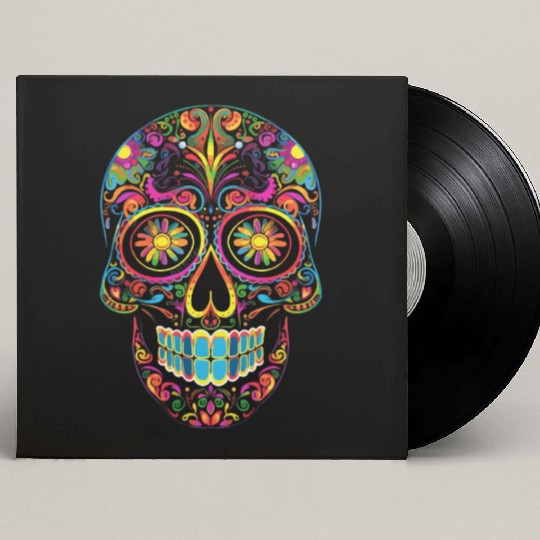 Neon Sugar Skull: Jack Skellington Design Custom Vinyl Record Sleeves