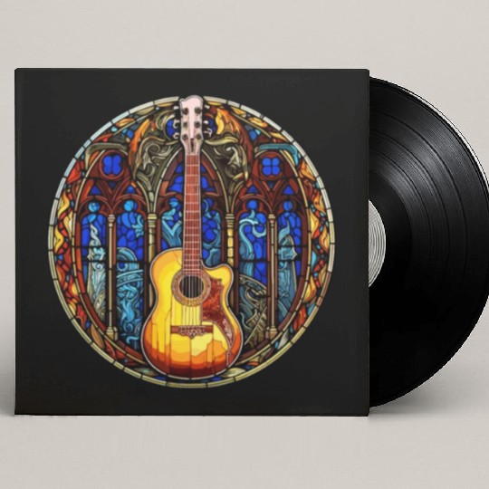 Stained Glass Art - Stylish Colorful Guitar Custom Vinyl Record Sleeves