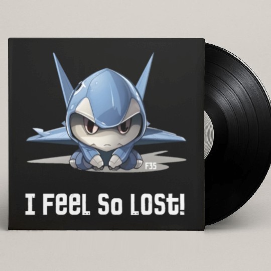 Little Lost Cute F35 Fighter Plane Illustration Custom Vinyl Record Sleeves