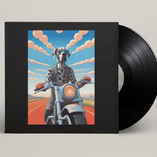 This is Great : Great Dane Riding a Motorcycle Custom Vinyl Record Sleeves