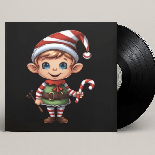Christmas Elf Candy Cane X-Mas Pajamas Party Custom Vinyl Record Sleeves