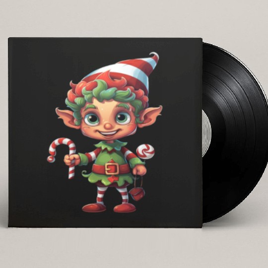 Christmas Elf Candy Cane X-Mas Pajamas Party Custom Vinyl Record Sleeves
