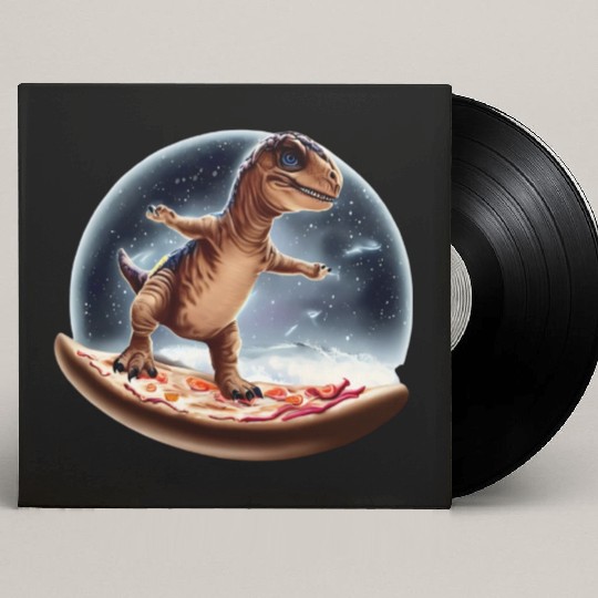 Dinosaurs on pizza through space Custom Vinyl Record Sleeves
