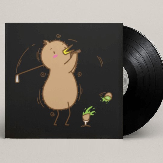 Kiwi playing Golf Kiwi Bird and Fruit Custom Vinyl Record Sleeves