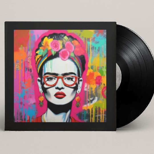 Frida Kahlo style urban art colorfull graffiti Custom Vinyl Record Sleeves