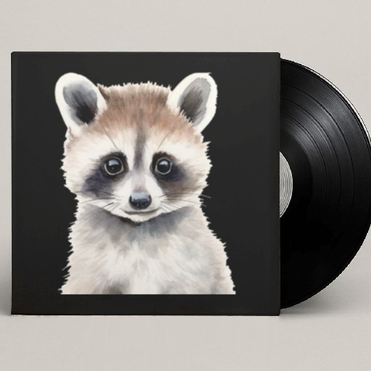 Baby Raccoon Portrait Custom Vinyl Record Sleeves