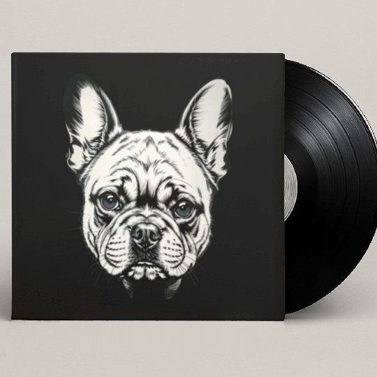 French bulldog art design tattoo sketch Custom Vinyl Record Sleeves