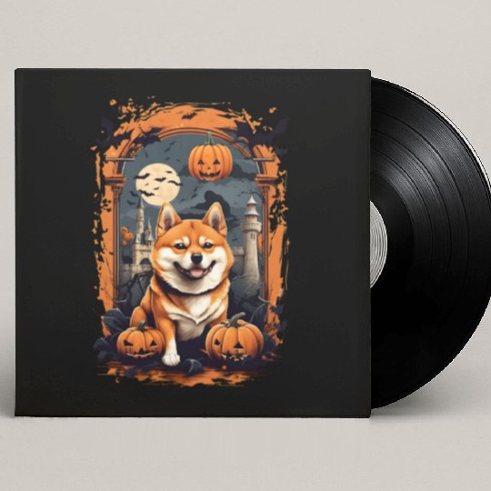 Pumpkin Patch Paws: A Spooktacular Shiba Inu Hallo Custom Vinyl Record Sleeves