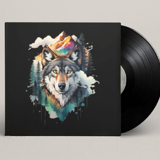 Majestic Mountain Wolf Nature Inspired Artwork Custom Vinyl Record Sleeves
