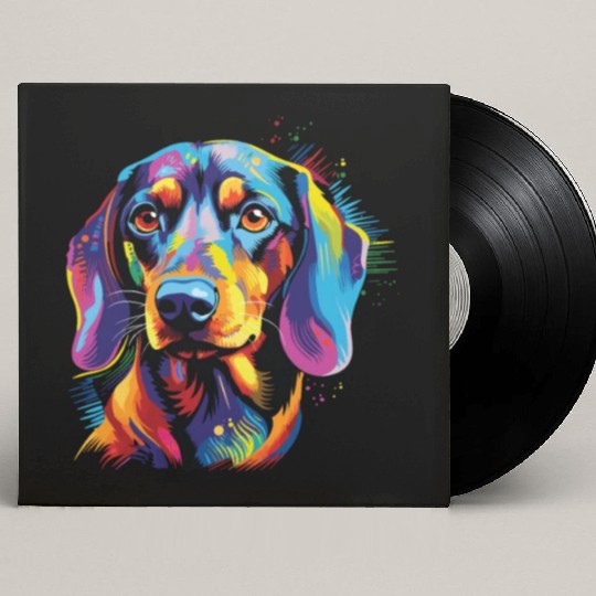 Watercolor Colorful Dachshund Custom Vinyl Record Sleeves