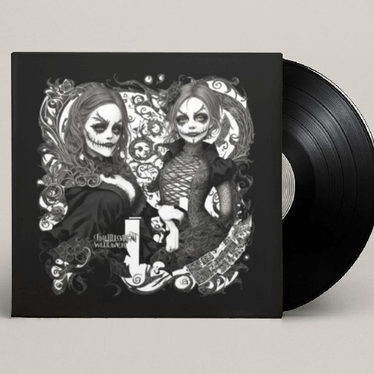 Young witch and pumpkin Halloween 2 Custom Vinyl Record Sleeves